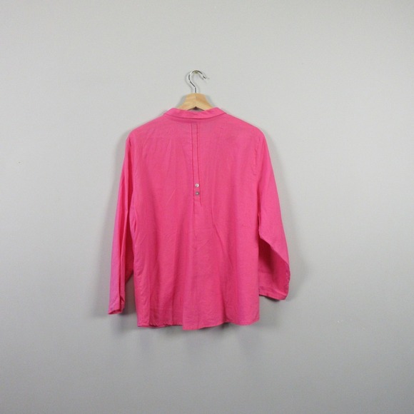 Habitat Button Down Shirt Women XL Pink 100% Linen Blouse Top Casual Preppy 236 - Picture 2 of 10